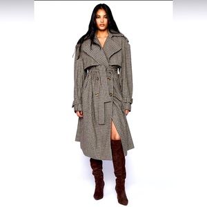 Oversized Check Trench Coat